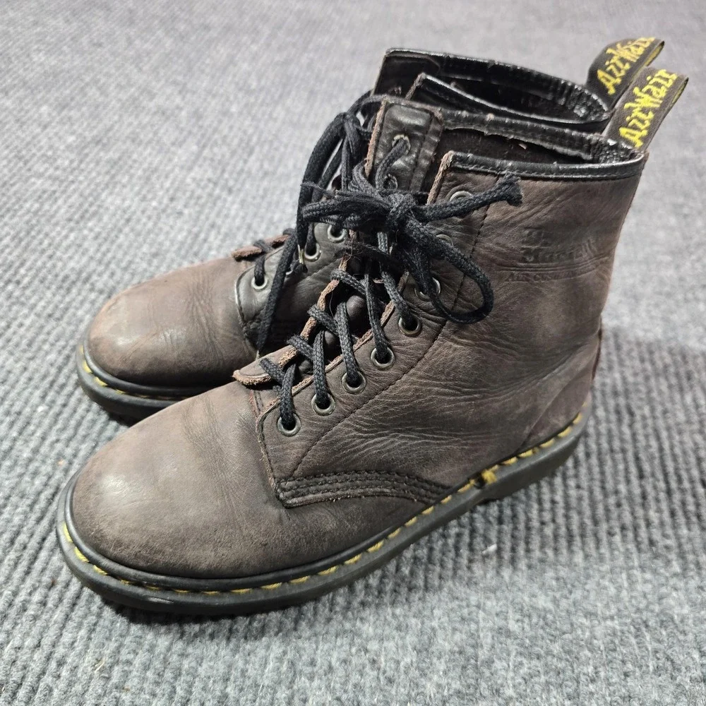 Dr. Martens Boots Mens Size 5 Brown Leather Combat Round Toe Made In England
